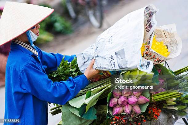Hanoi Flower Market Stock Photo - Download Image Now - Asia, Basket, Capital Cities