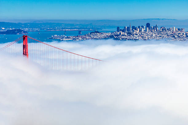 istock Golden Gate Bridge and San Francisco throught the fog 471590901