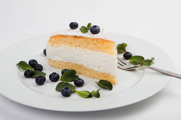 istock cheese cake with blue berry and mint on white background 471591422