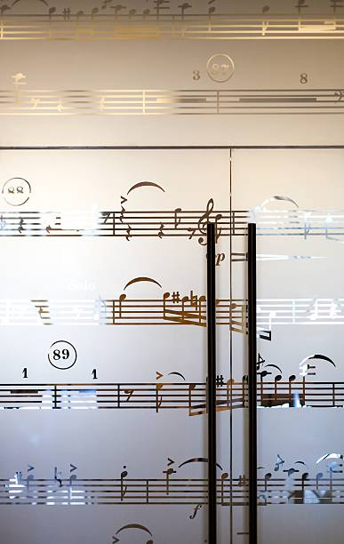 istock Musical notes on frosted glass, art background 471592135