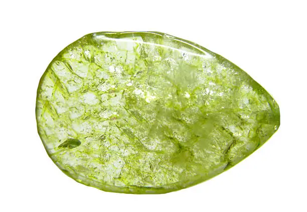 peridote olivine semigem green crystal isolated