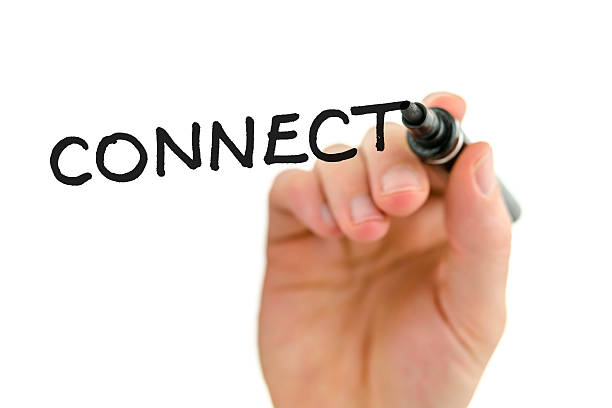 istock Male hand writing word connect on a virtual whiteboard 471594001