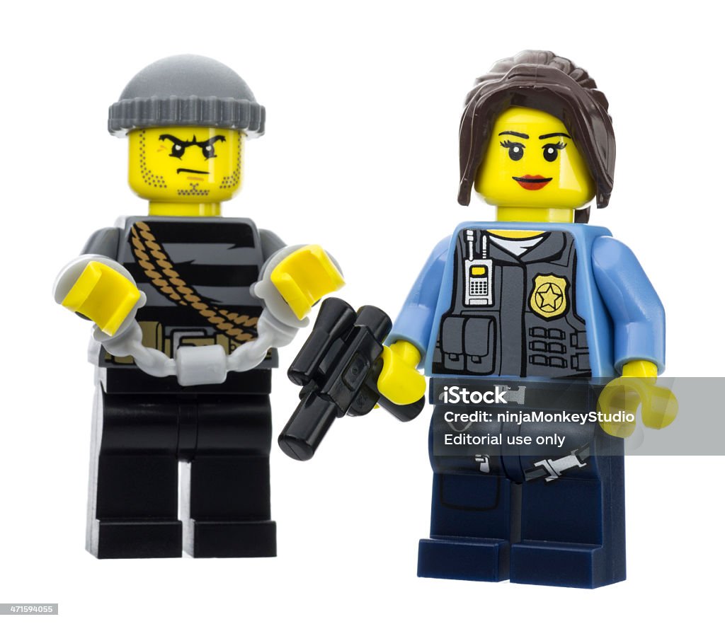 Polizei verhaftet und Dieb Lego Mini Figuren - Lizenzfrei Lego Stock-Foto