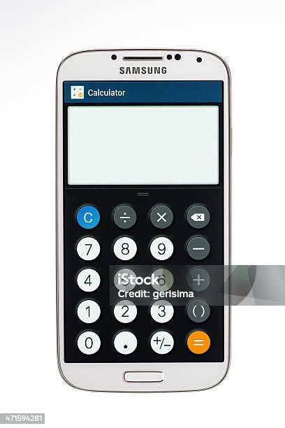 Foto de Samsung Galaxy S4 Calculadora Isolada No Branco Samsung Galaxy S4 Calculadora e mais fotos de stock de Android - Marca comercial