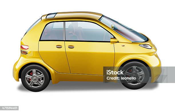 Gelbe Moderne Generische Kleine Stadt Mit Dem Auto Auf Weißem Hintergrund Stockfoto und mehr Bilder von Auto