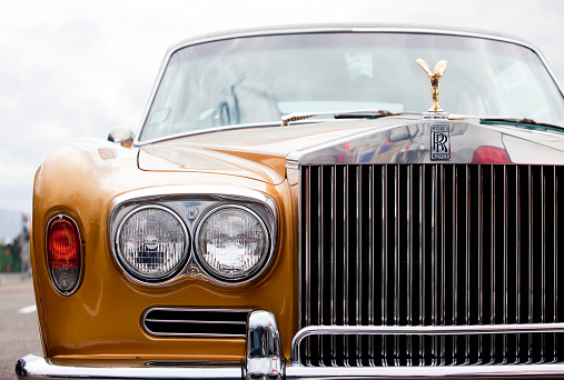 London, England - August 1, 2010: Close up view of a Rolls Royce in a car festival in London. Rolls-Royce Motor Cars is a British manufacturer of luxury automobiles based at the Goodwood plant in West Sussex, England.