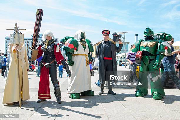 Warhammer Cosplayers Dressed As Space Marin Stock Photo - Download Image Now - Cosplay, Costume, Fan - Enthusiast