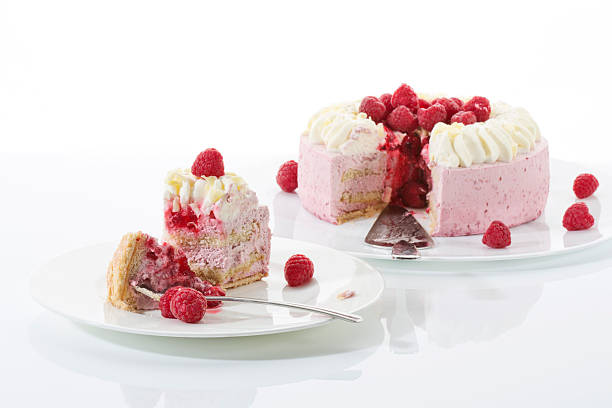 istock Raspberry-cream cake, piece of cake on plate 471597772