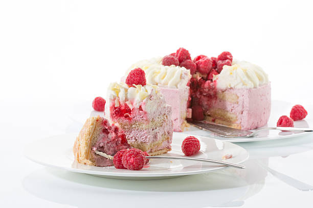 istock Raspberry-cream cake, piece of cake on plate 471597776