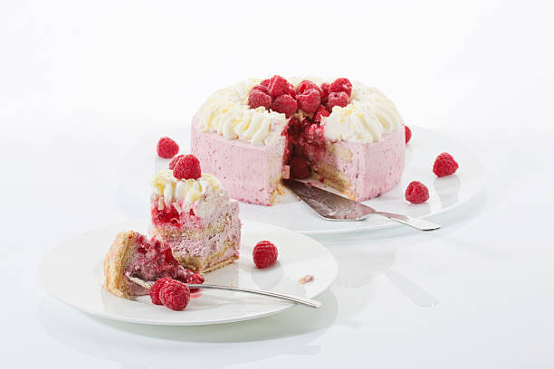 istock Raspberry-cream cake, piece of cake on plate 471597854