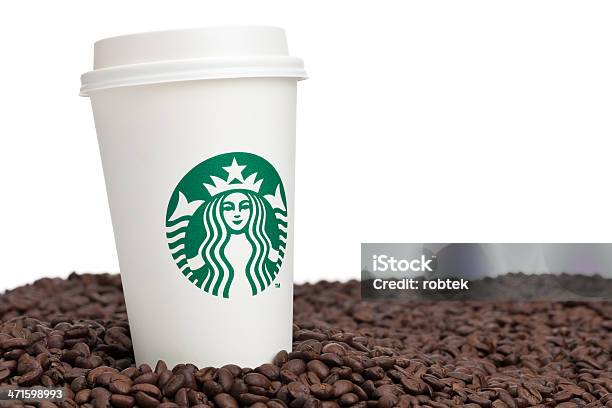 Starbucks Coffee And Beans Stock Photo - Download Image Now - Starbucks, Cup, Roasted Coffee Bean