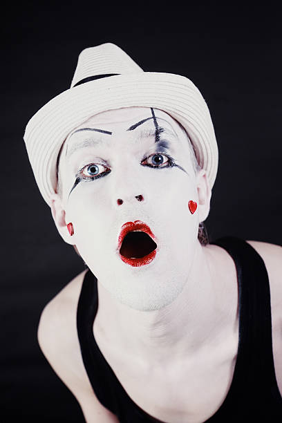Face Of Funny Screaming Mime Stock Photo - Download Image Now - Actor,  Adults Only, Artist - iStock