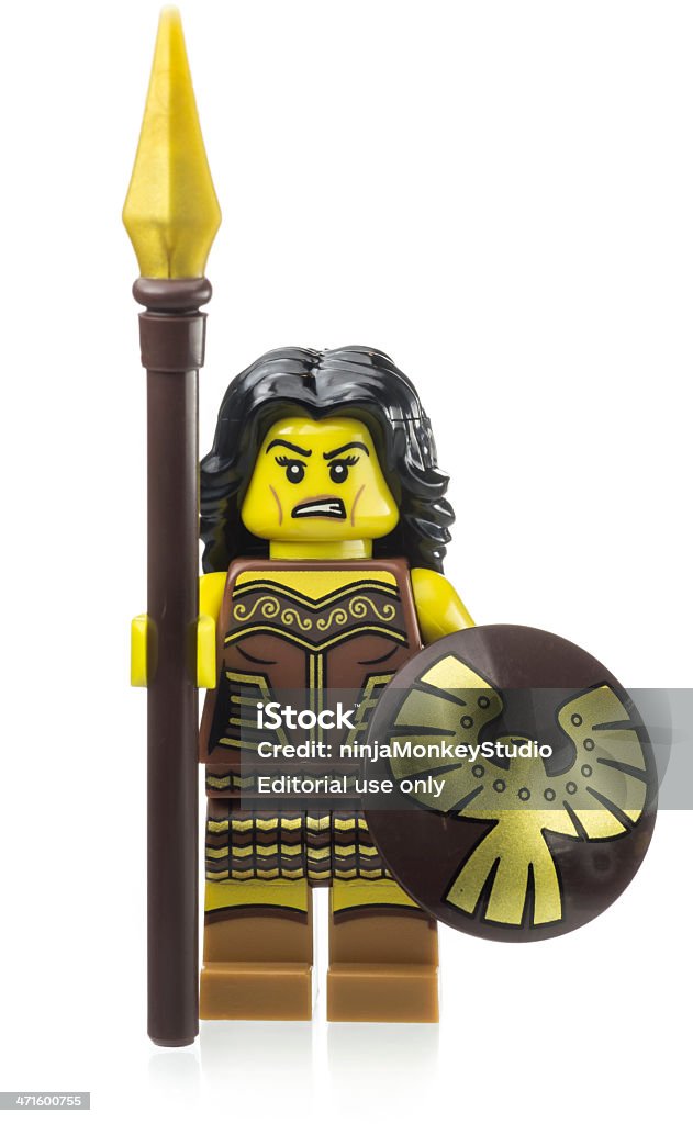 Princesa guerrera Lego Mini Figura - Foto de stock de Escudo - Arma de protección libre de derechos