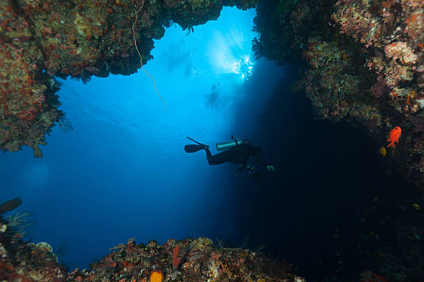 istock Exploring the Deep, Cave-Diver Leaves a Cave, Alor, Indonesia 471603503