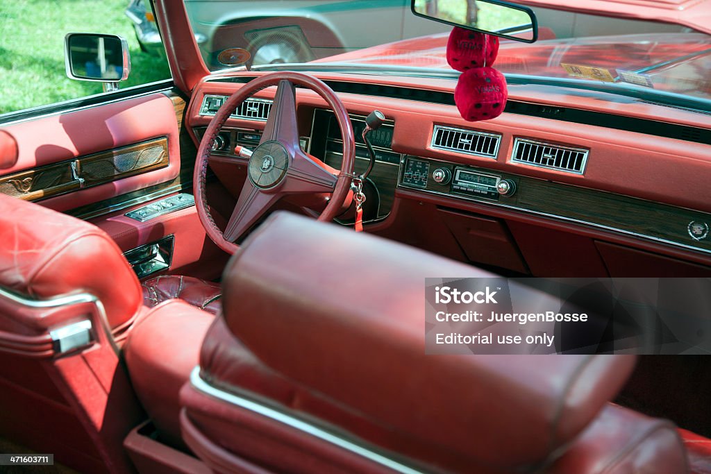 Vintage dashboard of Cadillac Fleetwood Niederkassel, Germany - June 16, 2013: Vintage dashboard of american Cadillac Fleetwood exhibited on classic car meeting 2013 in Niederkassel near Bonn. Car Interior Stock Photo