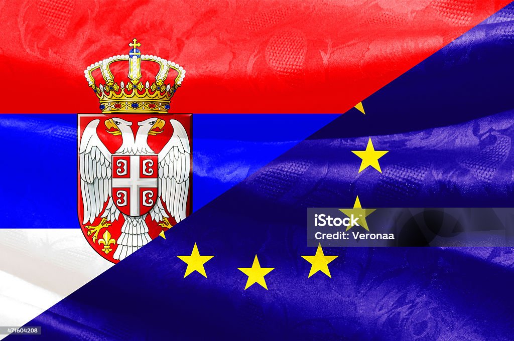 Serbian and Europe Union flag 2015 Stock Photo