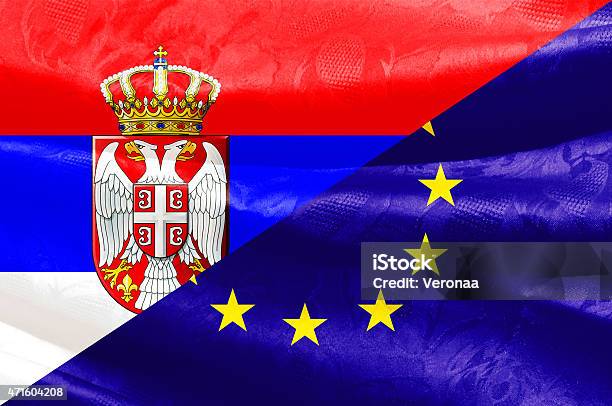 Serbian And Europe Union Flag Stock Photo - Download Image Now - 2015, All European Flags, Business