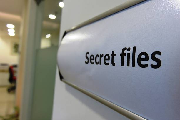 istock Confidential files - entrance sign 471604732