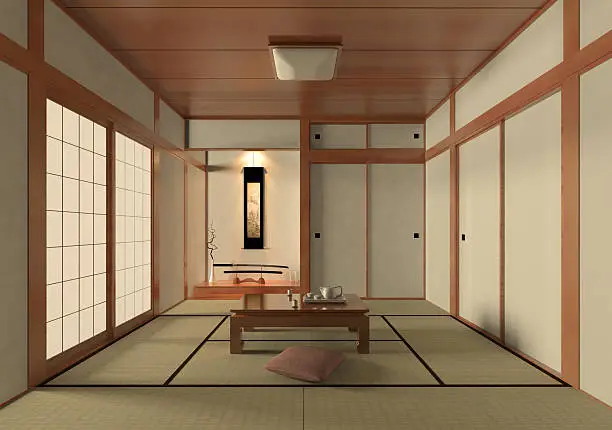 A peaceful Japanese style living room 