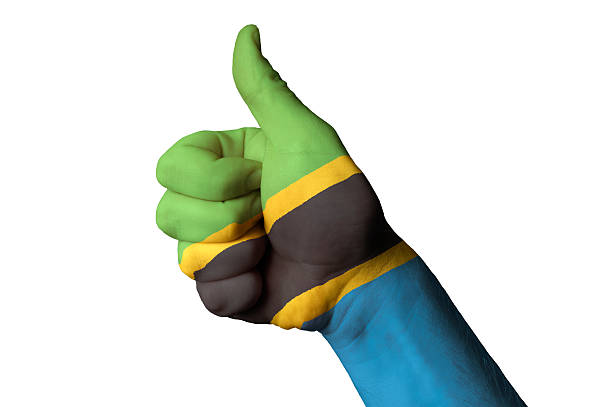 istock tanzania national flag thumb up gesture for excellence 471605227