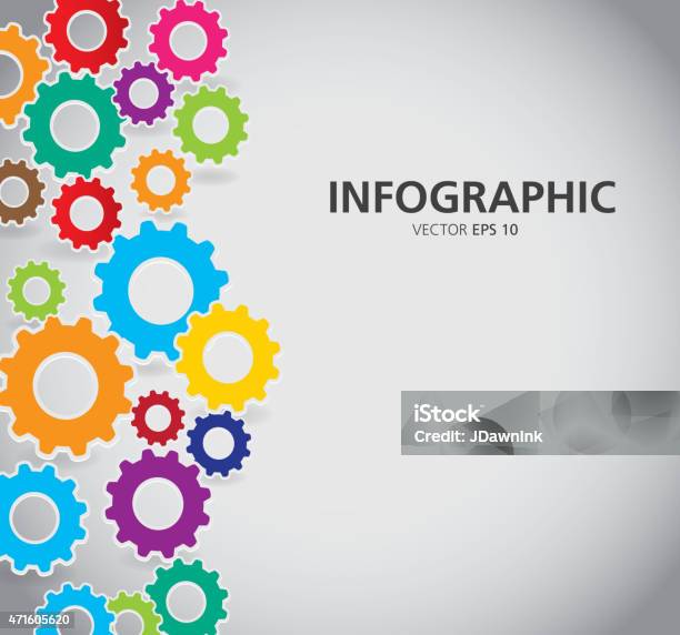 Ilustración de Plantilla De Infografía Diseño Colorido Engranajes y más Vectores Libres de Derechos de 2015 - 2015, Colorido, Datos