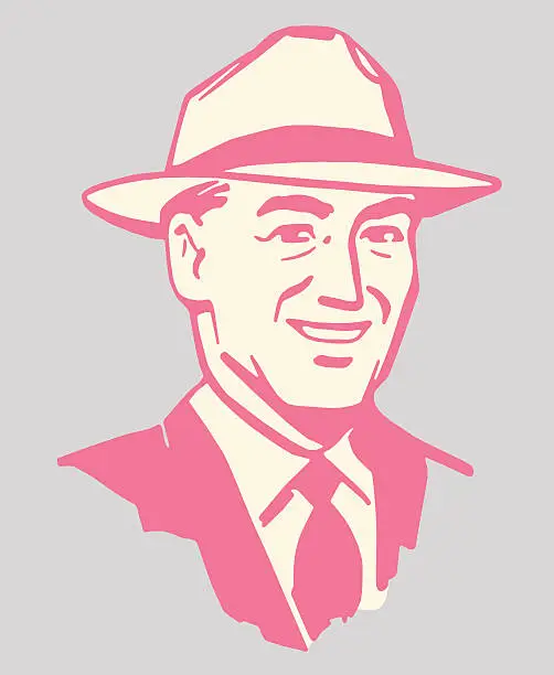 Vector illustration of Man Wearing Hat