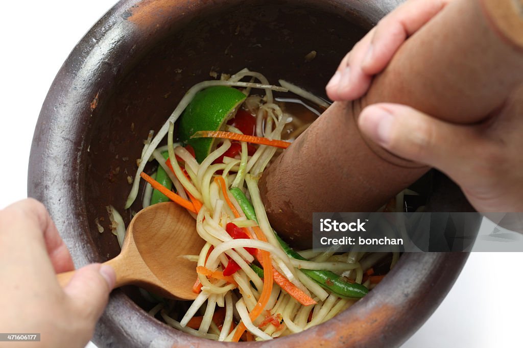 Die von grüner papaya-Salat, som tam, thailändische Küche - Lizenzfrei Etwas herstellen Stock-Foto