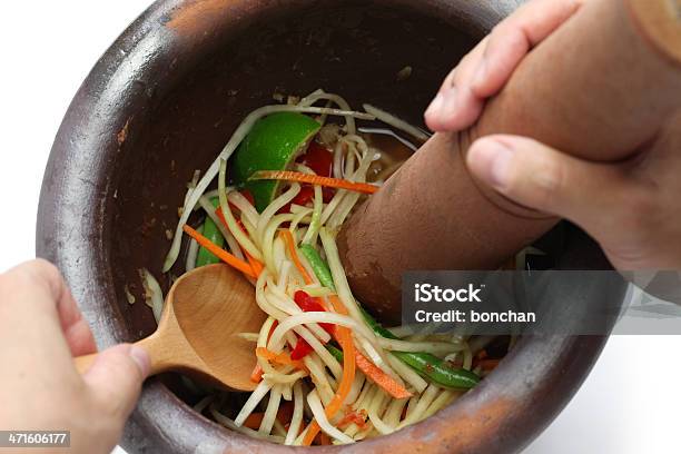 Die Von Grüner Papayasalat Som Tam Thailändische Küche Stockfoto und mehr Bilder von Etwas herstellen