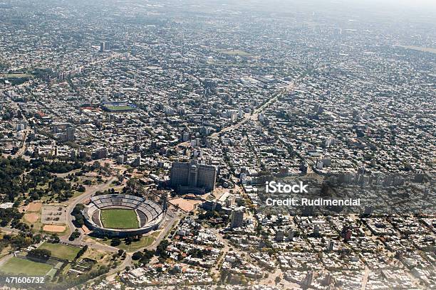 Aerial View Of Montevideo From Window Plane Stock Photo - Download Image Now - Uruguay, Soccer, Stadium