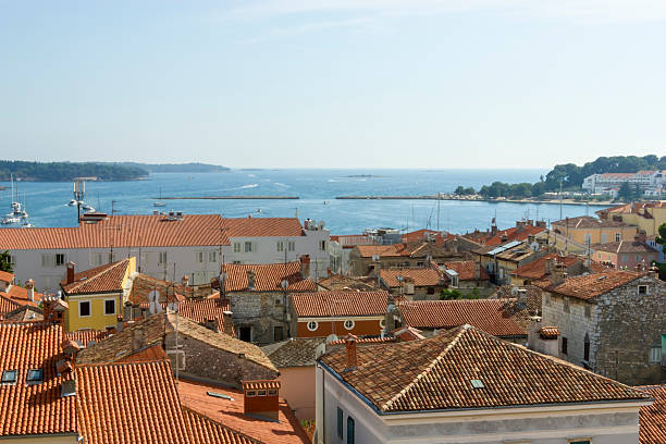 istock Panoramic view of down town Porec from the basilica tower 471607191
