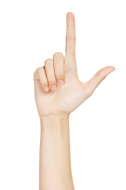istock Woman hand making sign. Isolated on white background 471609431