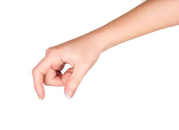 istock female hand holding something on a white background 471609772