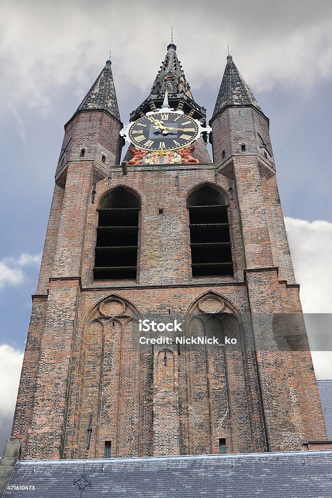 Antiga Torre da Igreja de Delft. Países Baixos - Royalty-free Antigo Foto de stock