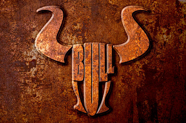 Bull sign concept on metal rust background