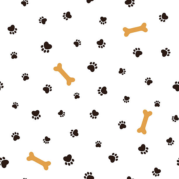 Dog theme seamless background Dog theme seamless pattern with heart shaped animal paw footprints and bones animal hospital symbol stock illustrations