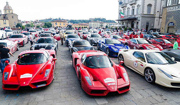 ferrari rally in florenz-cavalcade 2013 - f12 stock-fotos und bilder