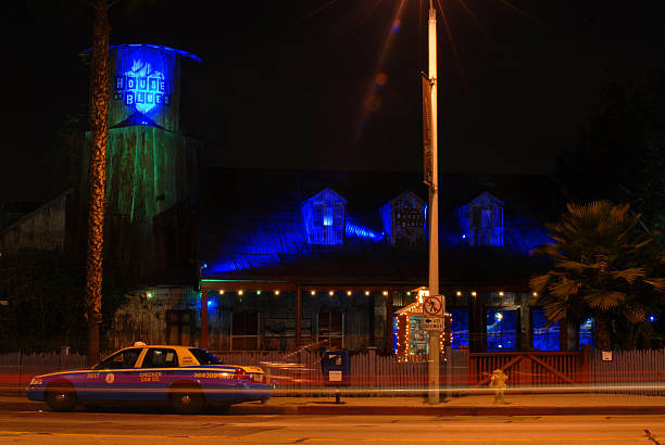 Los Angeles, USA - July 03, 2009: The House of Blues Nightclub on Sunset Boulevard shot with long exposure at nighttime.