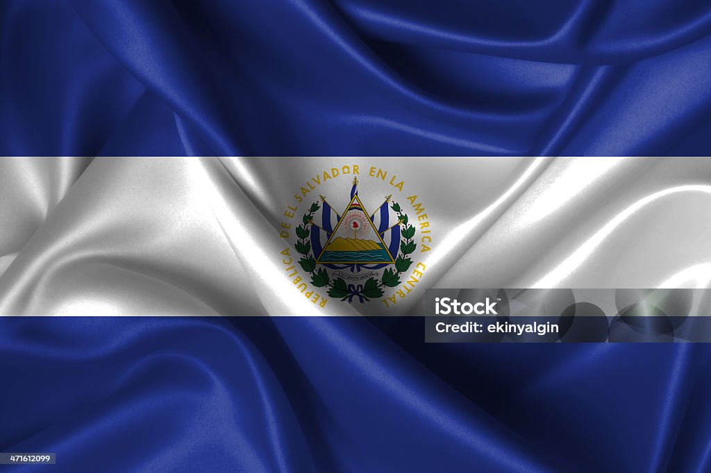 Ondulado bandera de El Salvador - Foto de stock de Bandera libre de derechos