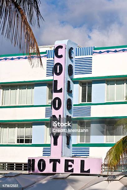 Facciata In Stile Art Déco Colony Hotel A Miami - Fotografie stock e altre immagini di Albergo - Albergo, Ambientazione esterna, Architettura