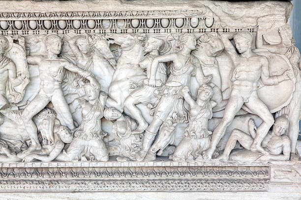 istock Ancient representations of war carved in Greek marble 471612779