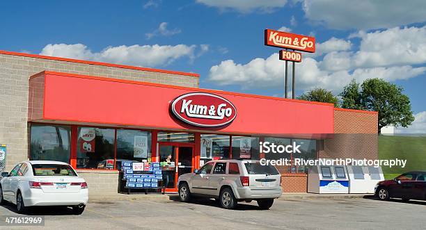 Kum Go Service Station Stock Photo - Download Image Now - Gas Station, Iowa, Blue