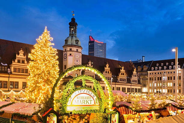 Christmas Market in Leipzig, Germany stock photo