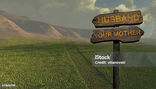 Sign Direction Husband Mother Stock Photo - Download Image Now - Adult, Beauty In Nature, Blue