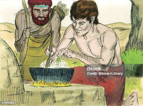 Jacob Offers Esau Stew Stock Photo - Download Image Now - Jacob - Biblical Figure, Bible, Benjamin - Biblical Figure