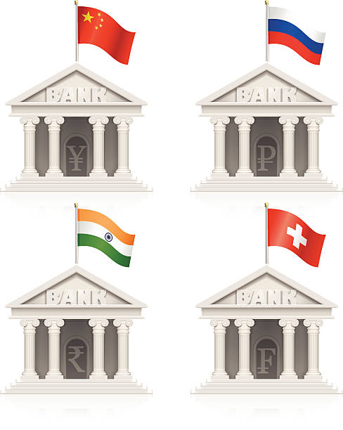 chinesische, russisch, indischen und swiss bank symbole - swiss francs swiss currency switzerland finance stock-grafiken, -clipart, -cartoons und -symbole