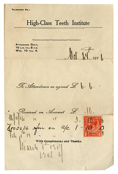 istock Old British dentist's bill and receipt, 1916 471616703