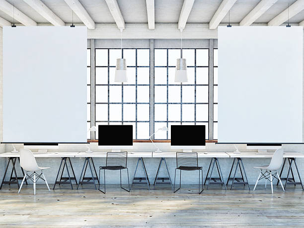 istock 2 hanging poster mock ups in 3d rendered loft space 471617384