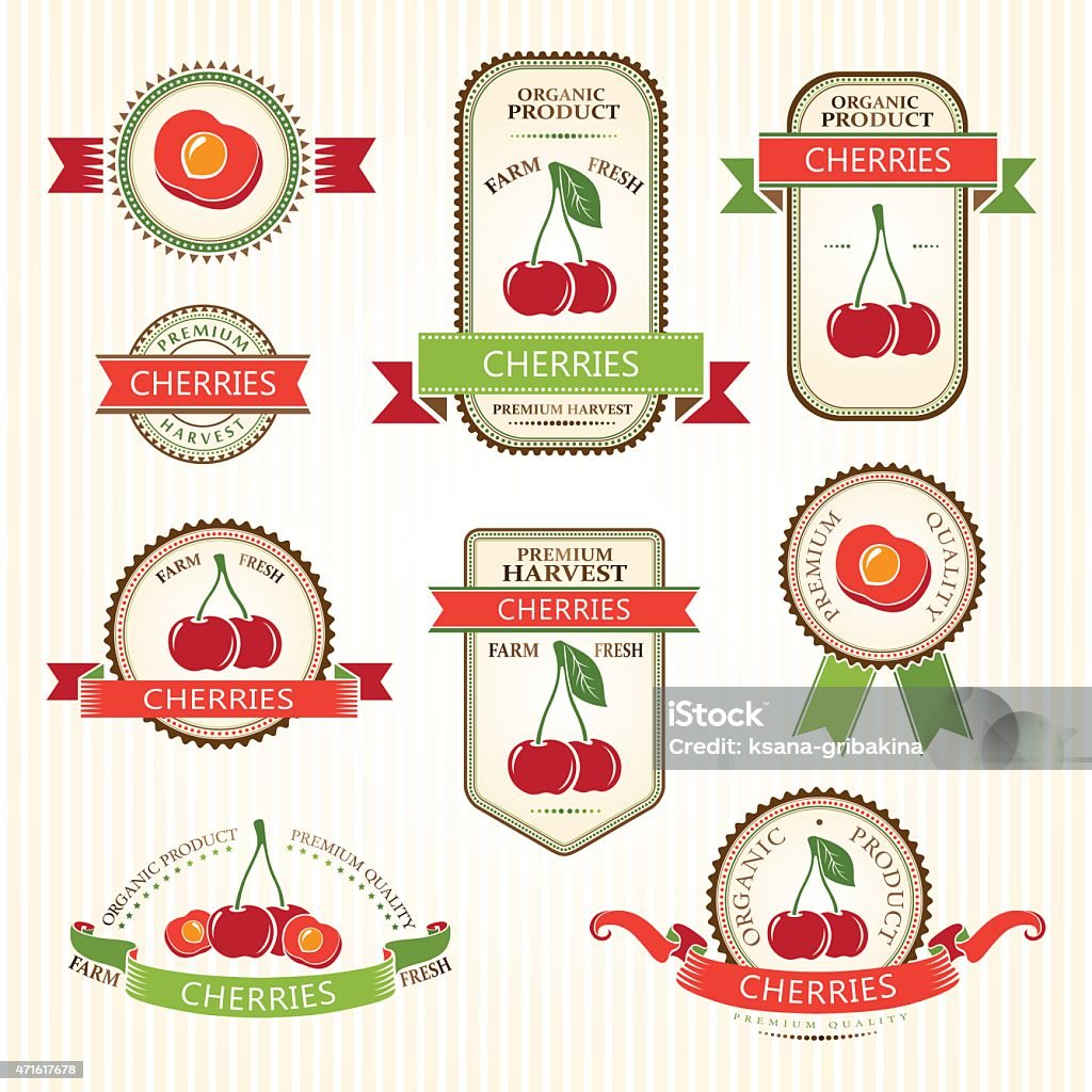 Cherry Labeled Cherry Labels Collection Stock Illustration - Download Image Now - 2015 ...