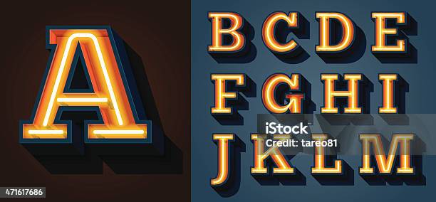 Slab Serif Neon Letters Stock Illustration - Download Image Now - Typescript, Letter A, Neon Lighting