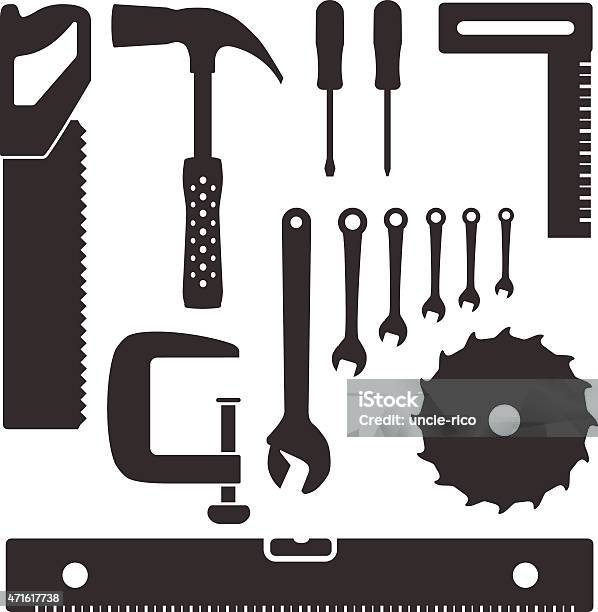 Ilustración de Iconos De Herramientas E Instrumentos Con Pantalla Plana y más Vectores Libres de Derechos de Herramienta de trabajo